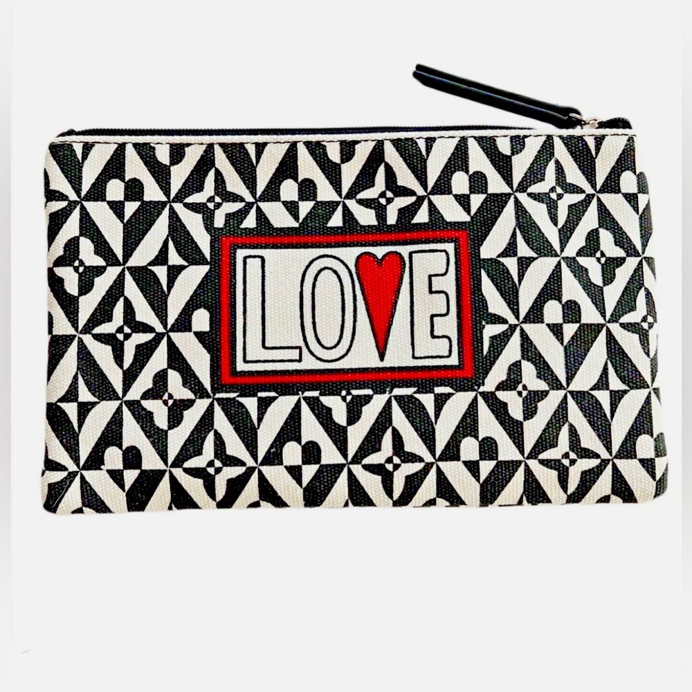 BRIGHTON Fashionista Tom Clancy Love Pouch Black White Zipper NWOT♥️🖤